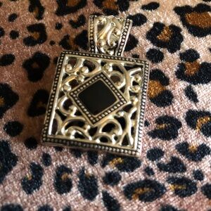 Silver and Black Filigree Pendant